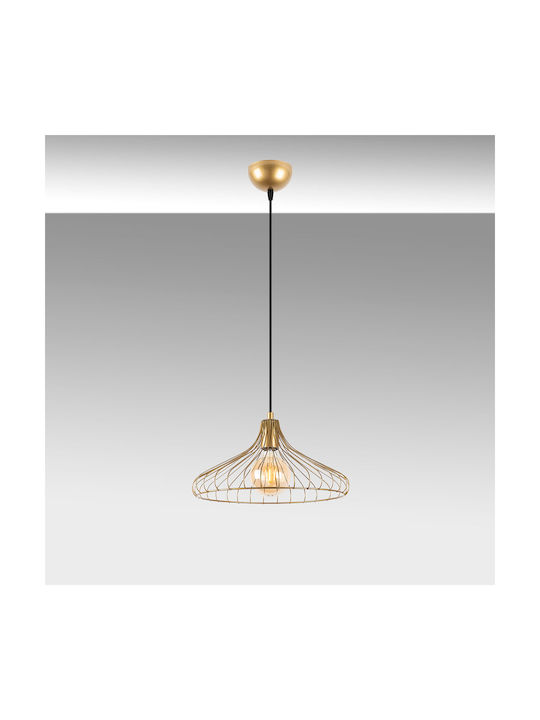 Depay Adjustable Pendant Light Gold Grid with Socket E27 36x36x120cm
