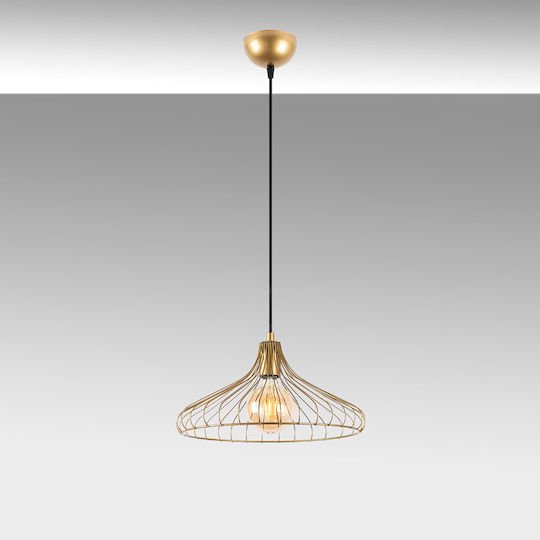 Depay Adjustable Pendant Light Gold Grid with Socket E27 36x36x120cm
