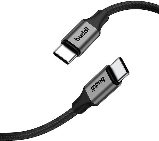 Buddi USB 2.0 Cable USB-C male - USB-C 60W Μαύρο 2m 122490