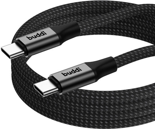 Buddi USB 2.0 Cable USB-C male - USB-C 60W Μαύρο 2m 122490