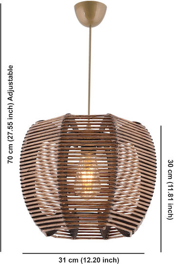 Neta Verstellbar Hängelampe Braun mit Fassung E27 31x70x70cm.
