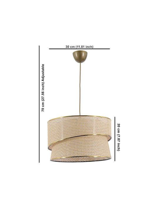 Coral Adjustable Pendant Light White with Socket E27 30x30x70cm