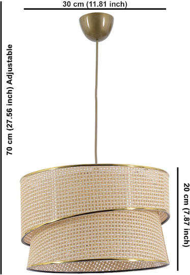 Coral Adjustable Pendant Light White with Socket E27 30x30x70cm