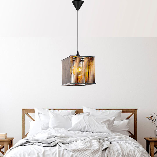 Cubic Pendant Light Brown 21x21x60cm