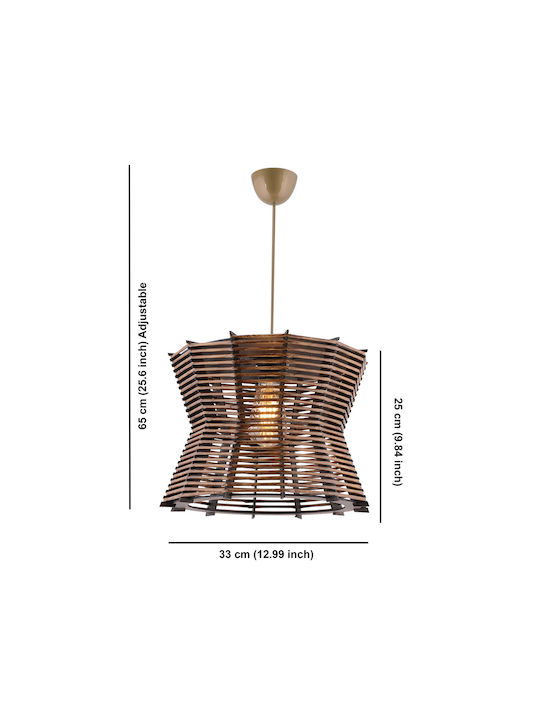 Belt Adjustable Pendant Light Brown with Socket E27 33x33x65cm