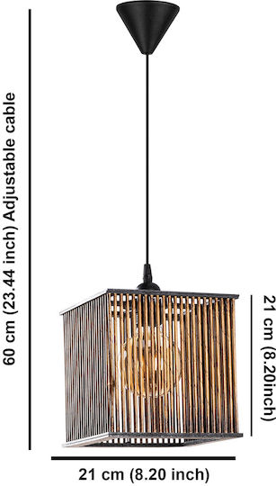 Cubic Reglabil Lustră Maro cu Dulie E27 21x21x60cm.