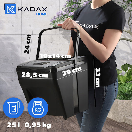 Kadax Waste Bin Waste Plastic Black 25lt 1pcs