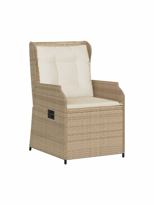Fotoliu De Exterior Din Rattan Bej Cu Pernă 2 Buc 55x67x95 Cm