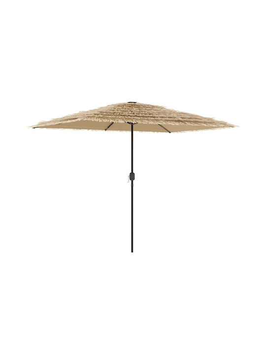 Umbrella Floor Wooden Brown with LED Lighting 2.5x2.5m