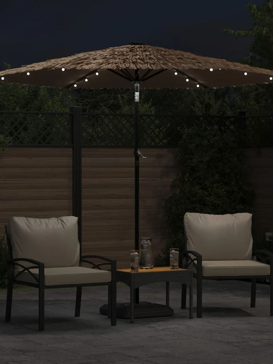 Circular Wooden Brown Garden & Terrace Parasol F2.26xH2.26m
