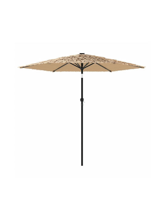 Circular Wooden Brown Garden & Terrace Parasol F2.26xH2.26m