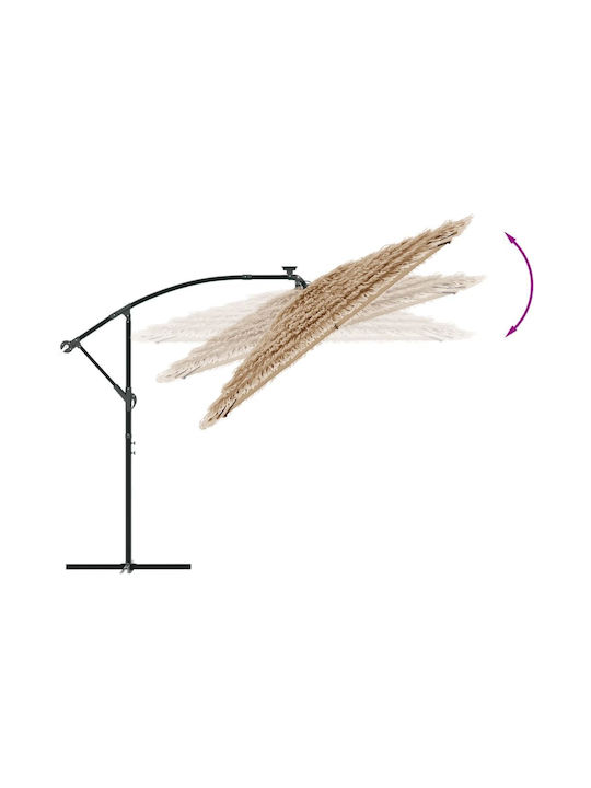 Hanging Circular Wicker Umbrella Brown Diameter 2.46m Height 2.3m