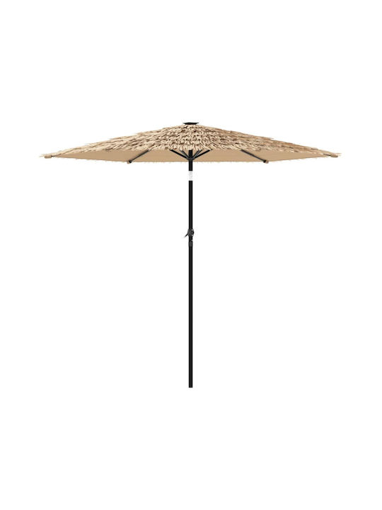 Circular Wooden Brown Garden & Terrace Parasol F2.26xH2.26m