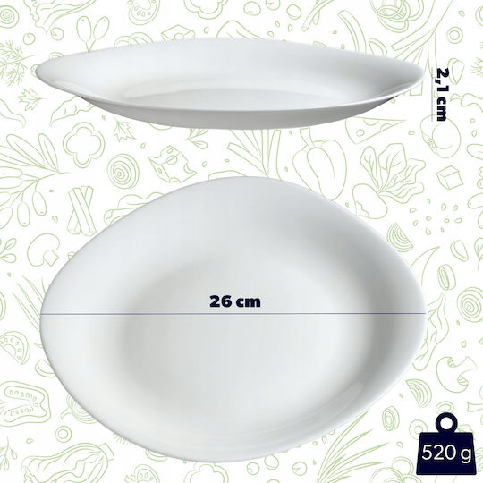 Kadax Πιάτο Ρηχό Τετράγωνο Λευκό 28x28cm 3τμχ