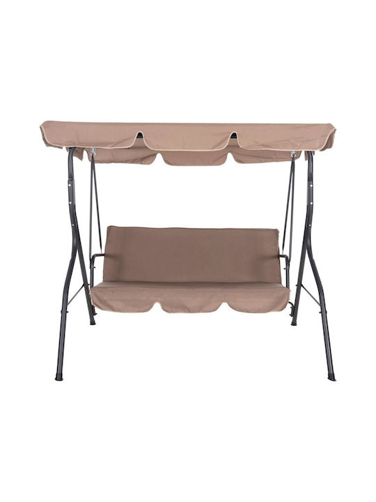 Likid Leagăn cu bază și pernă 3 Locuri Metal Grey-Brown L174xL110xH200cm