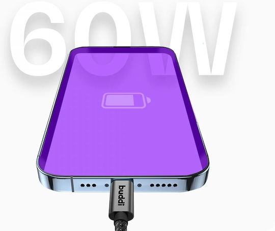 Buddi USB 2.0 Cable USB-C male - USB-C 60W Black 1m (122497)