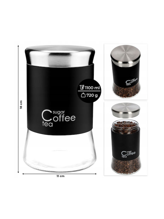 Kadax Set 1pcs Jars for Coffee / Tea / Sugar with Lid Glass Brown 1000ml