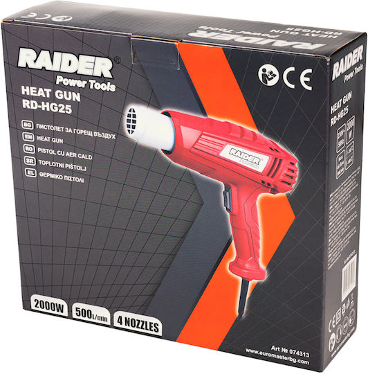 Raider Heat Gun 2000W with Maximum Temperature 600°C 074313
