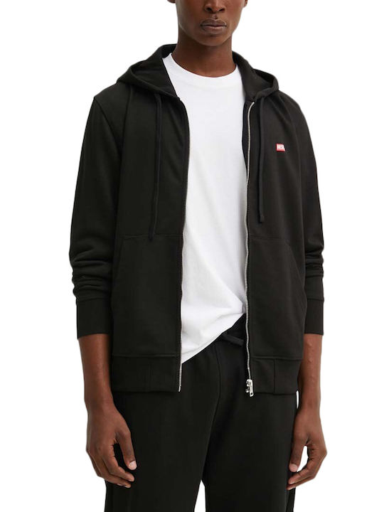 Diesel Men's Sweatshirt Jacket with Hood and Pockets Black