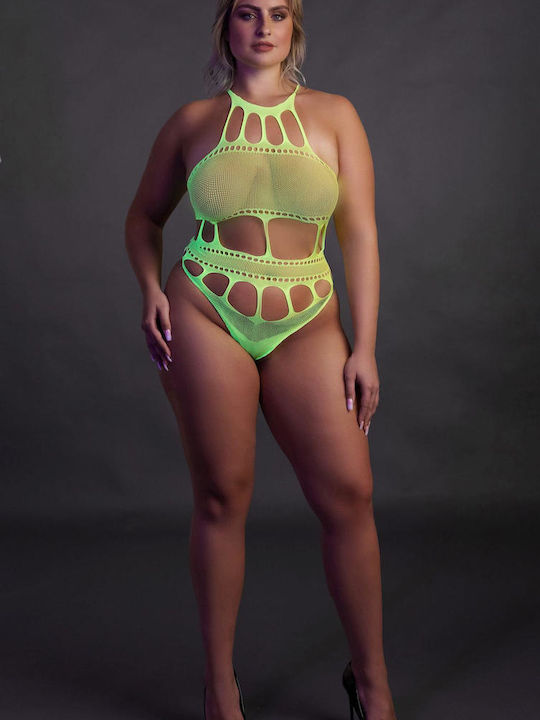 Plus Size Sexy Κορμάκι Διχτυωτό Πράσινο