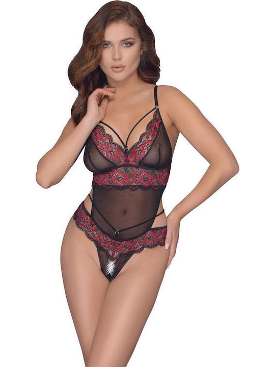 Bodysuit Sexy cu Transparență și Dantelă