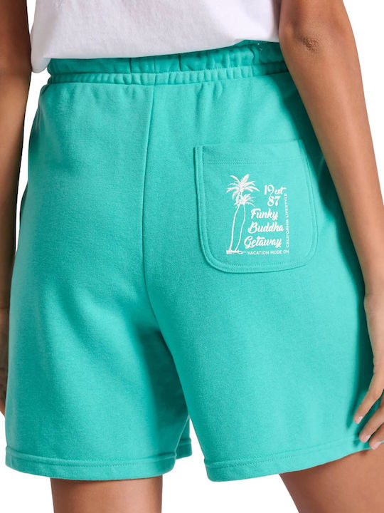 Funky Buddha Women's Sporty Shorts Aqua Green Blue