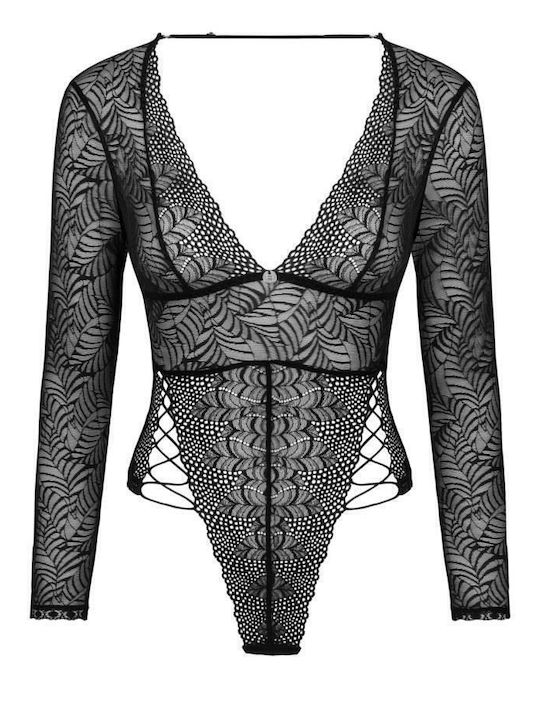 Merlys Frauen Bodysuit mit Spitze Schwarz