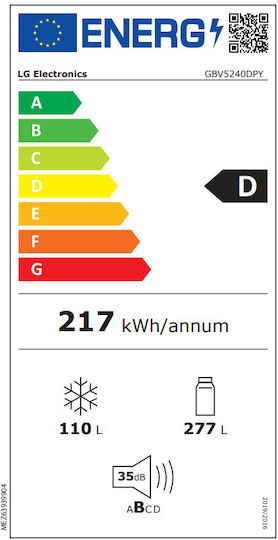 LG Kühl-Gefrierkombination 387Es Total NoFrost H203xB59.5xT68.2cm. Inox GBV5240DPY