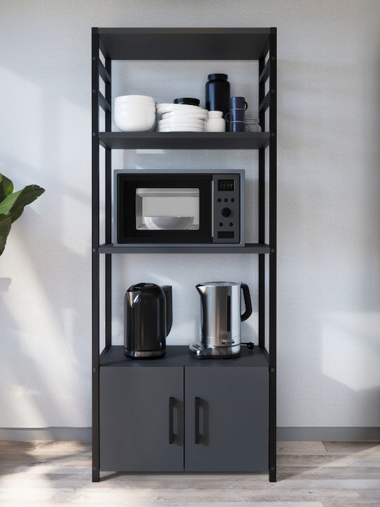 Megapap Agero Metallic Kitchen Rack 4 Tiers Gray 56.1x30x138.3cm