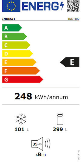 Indesit 400лт В193.5xШ69xД54.5см. Бял IND 402