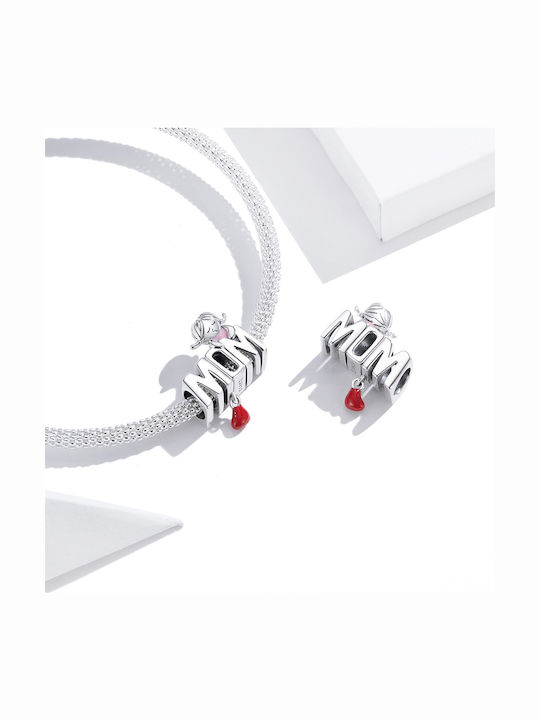 Silver me Mom Mit Kleinem Mädchen Und Rotem Herz Charm