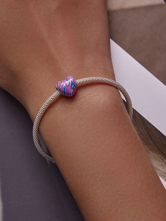 Silver me Heart Purple Blue Charm από Ασήμι Silver me Heart Purple Blue Charm από Ασήμι