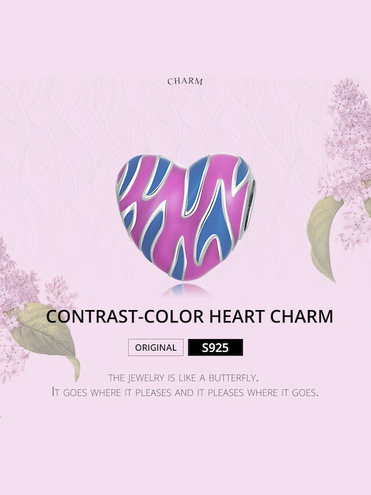 Silver me Purple Heart Blue Silver Charm