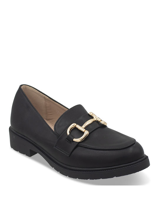 Tsouderos Shoes Γυναικεία Loafers σε Μαύρο Χρώμα