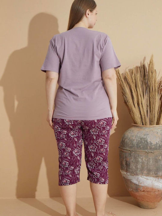 Pijamale Capri pentru Femei cu Mâneci Scurte 0942 Multicolor