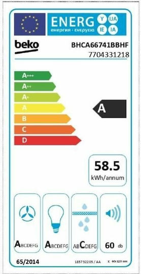 Beko Απορροφητήρας Καμινάδα 60cm Μαύρος