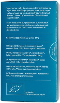Teministeriet Supertea Green Tea Coconut Organic Tea 20 Tea Bags