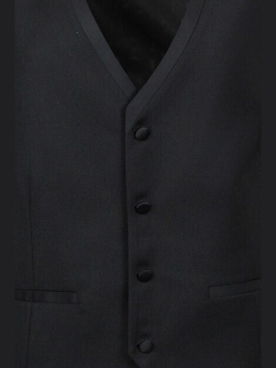 Men's Black Vest Mixed Wool 65% Polyester 35% Viscose