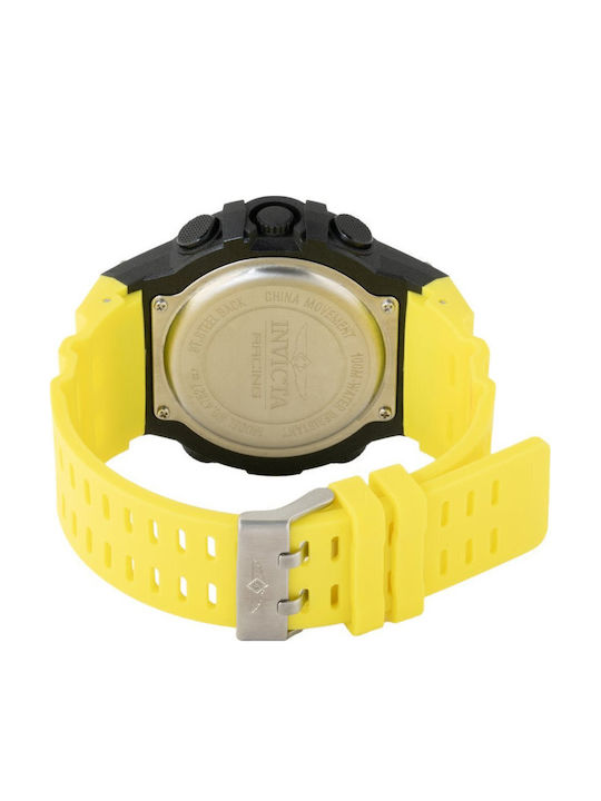 Invicta Racing Digital Herrenuhr 52mm Batterie mit Gelb Kautschukarmband