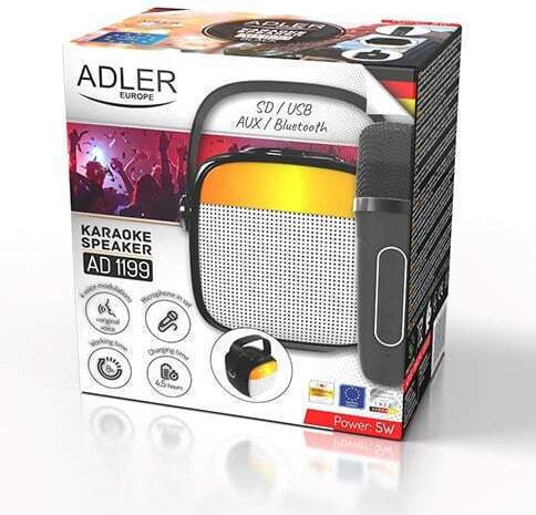 Adler Ηχείο Karaoke με Ασύρματο Μικρόφωνο και Εφέ Φωτισμού AD 1199 AD 1199b Μαύρο