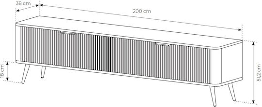 Έπιπλο Τηλεόρασης Lante Ανθρακί Μ200xΠ38xΥ51cm