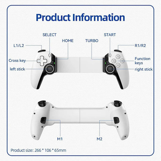 Techsuit BSP-D9 Ασύρματο Gamepad για Android / PS3 / PS4 / Switch / iOS Λευκό