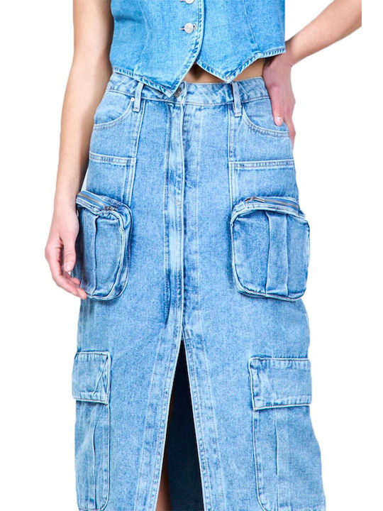 High Waisted Cargo Denim Skirt Women's Weil922l