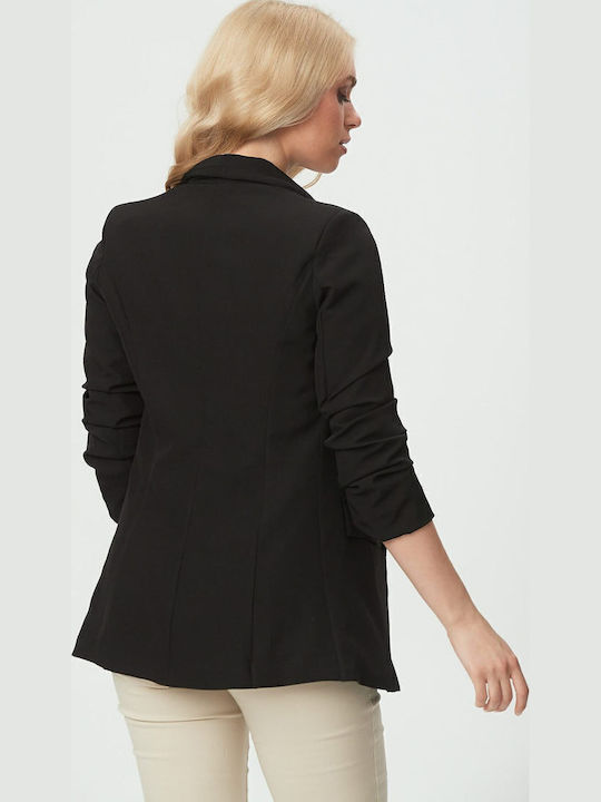 Black Ruched Blazer One Size