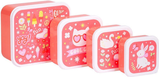 A Little Lovely Company Plastic Kids' Lunch Set Pink