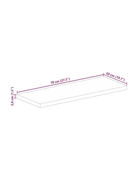 vidaXL Правоъгълена Повърхност на масата Масивно дърво Mango - Brown 70x50x3.8см 371393 1бр
