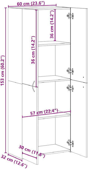 Стояща На Пода Офисна Гардероб Кафява 60x32x153см