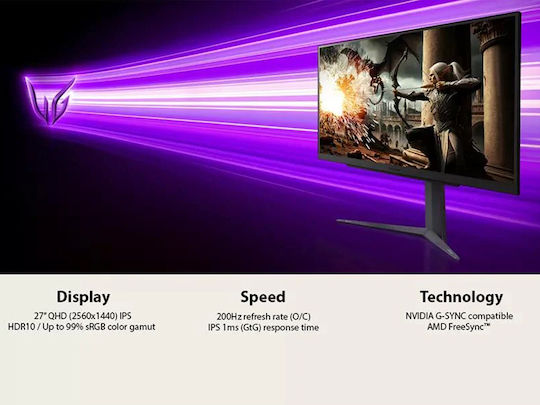 LG UltraGear 27GS75Q-B Nano IPS HDR Monitor 27" QHD 2560x1440 180Hz with 1ms Response Time GTG