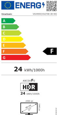 Viewsonic VA2708-2K-HD IPS HDR Monitor 27" QHD 2560x1440 με Χρόνο Απόκρισης 1ms GTG