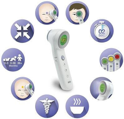 Braun No Touch Infrared Thermometer Suitable for Babies Black